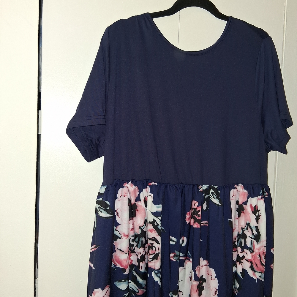 Navy Floral Print Maxi Dress 3XL